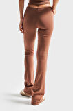 Kadın Kahverengi s5-81 Slim Fit Süper Esnek Kumaş Flare Fit Pantolon