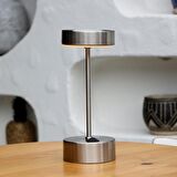 Metal Güneş Enerjili Solar Lamba Mat Krom Masa Üstü Lambası Şarj Soketli Lamba 2li 26x11cm