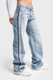 Kadın Kot Rengi 2S584 Straight Fit %100 Koton Yandan Şeritli Denim