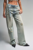 Kadın T. Kot Rengi 12s5-32 Kemer Detaylı %100 Koton The Belted Fit Denim Jean