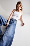 Kadın Mavi Renk 2S5-5 Süper Palazzo Fit Elaphant Leg %100 Koton Denim