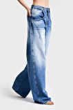 Kadın Mavi Kot  Rengi 10S5-4 Skater Baggy Fit %100 Koton Denim