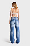 Kadın Mavi Kot  Rengi 10S5-4 Skater Baggy Fit %100 Koton Denim