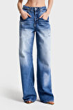 Kadın Mavi Kot  Rengi 10S5-4 Skater Baggy Fit %100 Koton Denim