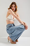 Kadın Snow Kot Rengi 4S5-67 Loose Flare Fit Likralı Denim