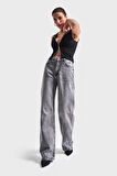 Kadın Füme Renk 4S513 Straight Fit %100 Koton Denim