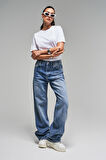 Kadın Kot Rengi V-4S5-32 Loose Fit İç Boy 80cm Viskon Kumaş Denim Jean