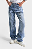 Kadın Kot Rengi V-4S5-32 Loose Fit İç Boy 80cm Viskon Kumaş Denim Jean