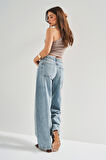 Kadın T.Kot Rengi 4S5-31 Baggy Balon Fit  Cep Detaylı %100 Koton Bol Kesim Denim Jean