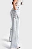 Kadın Ice Kot Rengi 4s5-75 Skater Fit %100 Koton Fermuar Detaylı Denim Jean