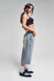 Kadın T.Kot Rengi 2S5-84 Süper Baggy Fit Maxi Boy %100 Koton Denim Şort