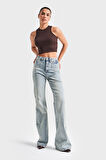 Kadın T.Kot Rengi 4s5-32 Flare Fit Esnek Likralı Kumaş İç Boy 83 cm Denim Jean