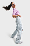 Kadın Snow Kot Rengi 12S5-100 %100 Koton Yırtık Detaylı Straight Fit Yüksek Bel Denim