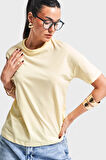 Kadın Sarı Renk S5 Bisiklet Yaka Basic T-Shirt