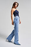 Kadın Kot Rengi 4s5-27 Straight Fit Likralı Esnek Kumaş İç Boy 83 Cm Yüksek Bel Denim Jean
