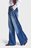 Kadın Mavi Renk 2w5-5 Süper Palazzo Fit Kemer Detaylı Denim Jean