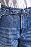 Kadın Mavi Renk 2w5-5 Süper Palazzo Fit Kemer Detaylı Denim Jean