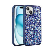 Apple iPhone 15 ile Uyumlu Kılıf Arka Yüzeyi Parlak Pırlanta Taşlı Tasarımlı Kapak