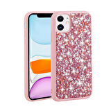 Apple iPhone 12 ile Uyumlu Kılıf Arka Yüzeyi Parlak Pırlanta Taşlı Tasarımlı Kapak