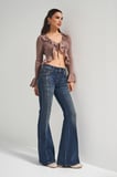 Kadın T.Kot Rengi 2w5-8 SWL Mid Rise Flare Fit Süper Esnek Kumaş İspanyol Paça Denim Jean