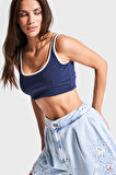 Kadın Lacivert Renk s5-56 Süper Esnek Kumaş Crop Fit Askılı Sporcu Büstiyer