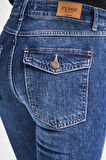 Kadın Mavi Renk 2w5-5 SLN05 Midrise Flare Fit Esnek Kumaş İç Boy 83cm Denim Jean