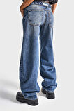 Kadın Kot Rengi 2w5-32 Baggy Balon Fit Kemer Detaylı İç Boy 81cm Tasarım Denim Jean
