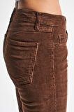 Kadın Açık Kahve 26w5-42 Flare Fit İnce Fitilli Velvet Esnek Kumaş Pantolon