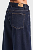 Kadın İndigo Renk 7w5-50 Süper Palazzo Fit Esnek Elastan Kumaş Denim Jean