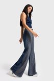 Kadın T.Kot Rengi T-1w5-7 Flare Fit Önü Parlak Taşlı Özel Tasarım Denim Jean