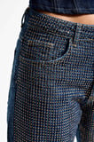 Kadın T.Kot Rengi T-1w5-7 Flare Fit Önü Parlak Taşlı Özel Tasarım Denim Jean
