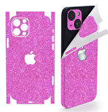 İphone 16 Plus için 360 full arka kaplama koruma sticker - 14 FARKLI RENK SİMLİ PEMBE