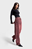 Kadın Bordo 4w5-151 Skater Fit Özel Kumaş Tasarım Denim Jean