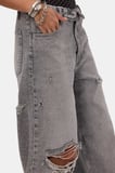 Kadın Füme 4s6-12 Straight Fit Kemer Detaylı Özel Tasarım Denim Jean