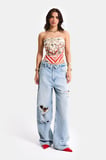 Kadın Kot Rengi 4s6-32 Straight Fit Kemer Detaylı Özel Tasarım Denim Jean