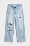 Kadın Kot Rengi 4s6-32 Straight Fit Kemer Detaylı Özel Tasarım Denim Jean