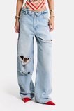 Kadın Kot Rengi 4s6-32 Straight Fit Kemer Detaylı Özel Tasarım Denim Jean