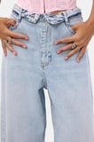 Kadın 4s6-3 Straight Fit Kemer Detaylı Özel Tasarım Denim Jean