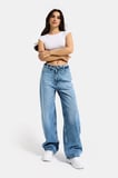 Kadın Mavi 4s6-4 Straight Fit Kemer Detaylı Özel Tasarım Denim Jean
