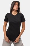 Kadın Siyah s6-1 Bisiklet Yaka Organik Koton T-Shirt