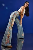 Kadın T.Kot Rengi 4s6-32 Flare Fit Elastan Kumaş Özel Nakış Detaylı Tasarım Denim Jean