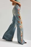 Kadın T.Kot Rengi 4s6-32 Flare Fit Elastan Kumaş Özel Nakış Detaylı Tasarım Denim Jean