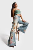 Kadın T.Kot Rengi 4s6-32 Flare Fit Elastan Kumaş Özel Nakış Detaylı Tasarım Denim Jean