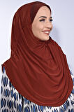 Taşlı Pileli Hijab Kiremit  - Kiremit