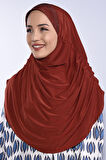 Taşlı Pileli Hijab Kiremit  - Kiremit