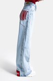 Kadın Ice Renk 4s6-3 Mega Baggy Fit Paça ve Cep Detaylı Özel Tasarım Denim Jean