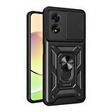 Oppo A38 ile Uyumlu Kılıf Magnetik Standlı Kamera Korumalı Sürgülü Kapak