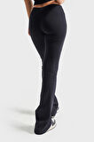 Kadın Siyah s5-1 Slim Fit Süper Esnek Kumaş Flare Fit Pantolon