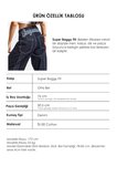 Kadın İndigo Selvedge 7s6-50 Süper Baggy Fit Nakışlı Tasarım Denim Jean