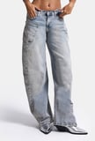 Kadın Kot Rengi 4s6-89 Low Relaxed Fit Esnek Kumaş Tasarım Denim Jean
